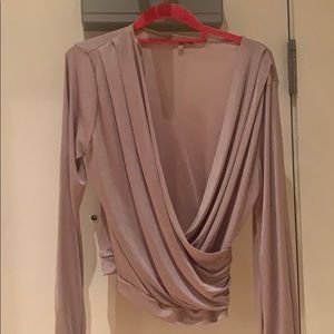 Pink nude drape blouse